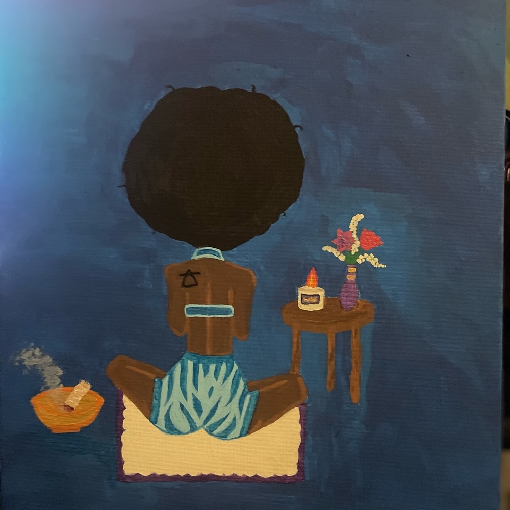 Serene Blue and Brown Meditation Art